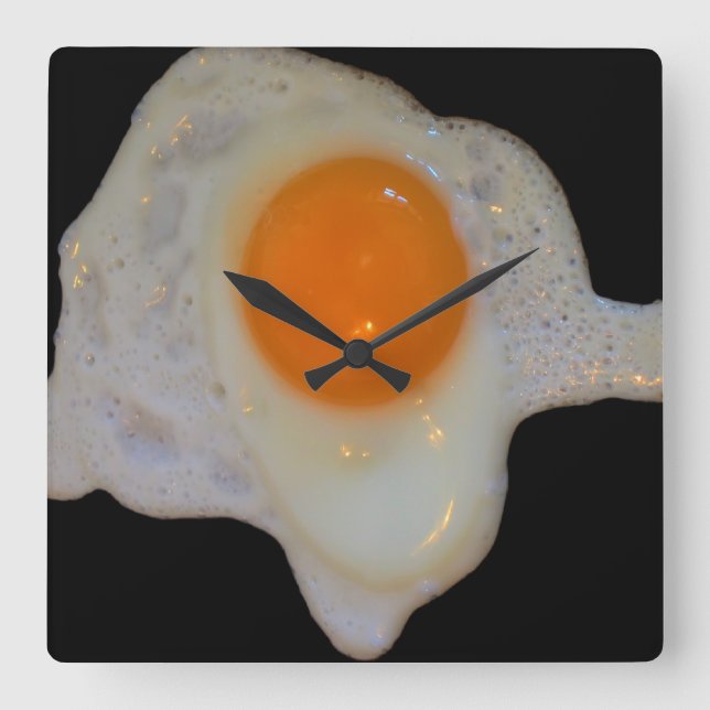 Sunny Side Up Fried Egg Quadratische Wanduhr (Vorderseite)