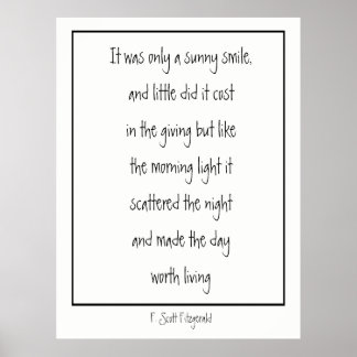 Sunny Smile Inspirational Gedicht F. Scott Fitzger Poster