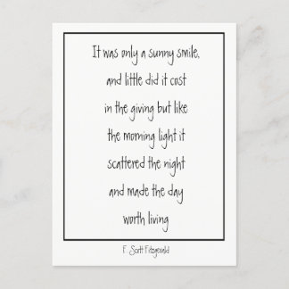 Sunny Smile Inspirational Gedicht F. Scott Fitzger Postkarte