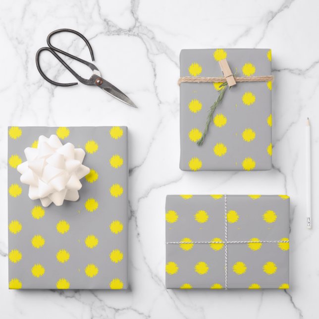 Sunny Splatter Polka Dot Pattern Geschenkpapier Set (Vorderseite)