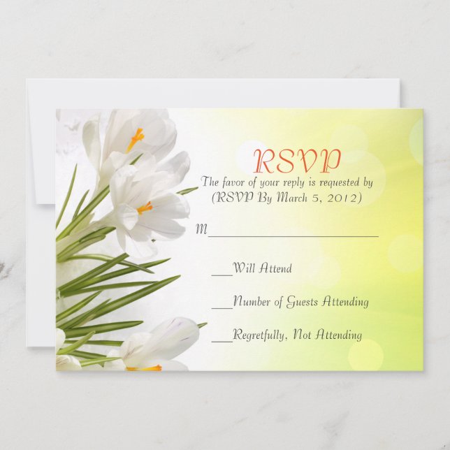 Sunny Spring White Iris RSVP Karte (Vorderseite)