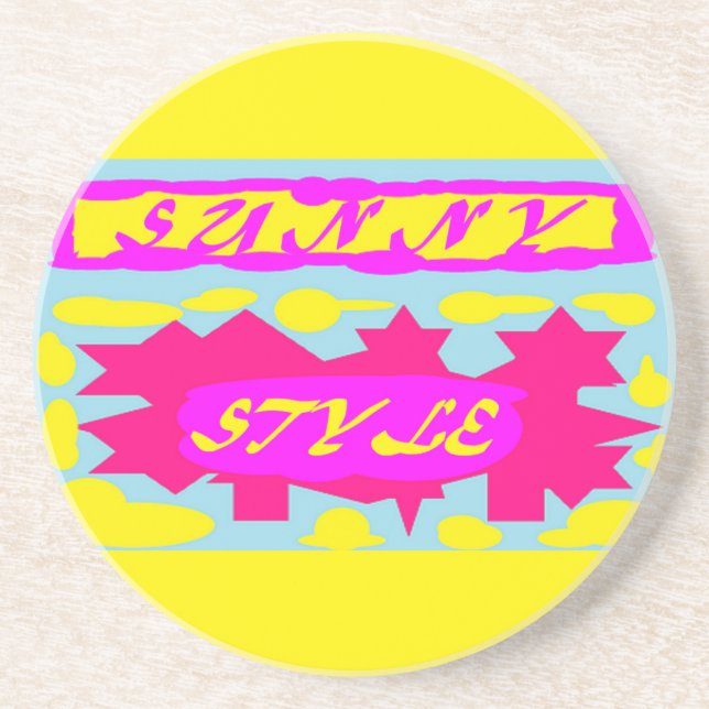 SUNNY STIL TIEF PINK KANARYELLOW UND SKIBLAU GETRÄNKEUNTERSETZER (Vorne)