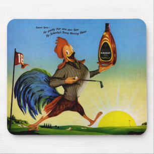 Sunny the Schenley rooster auf dem Golfplatz Mousepad