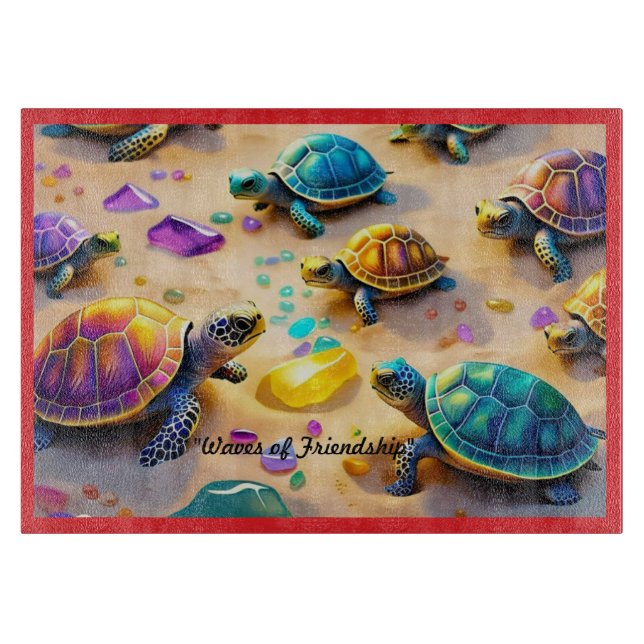 "Sunny Turtle Days" Schneidebrett (Vorderseite)