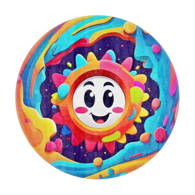 Sunny Vibes: Farbenfrohe Freude Schneidebrett (Vorderseite)