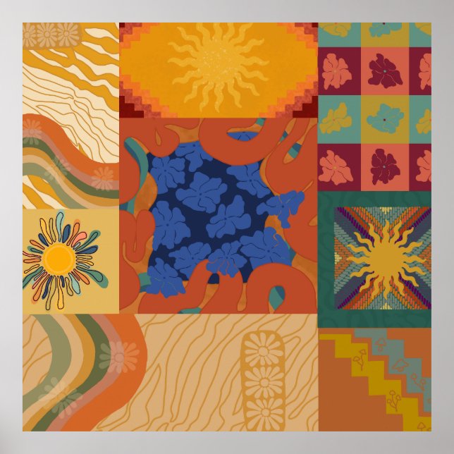 Sunny Vibes Patchwork Poster (Vorne)
