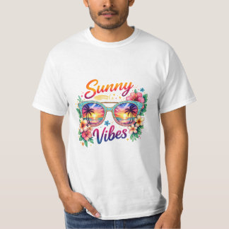 Sunny Vibes Tropical Sunset Sunglasses Men’s Value T-Shirt