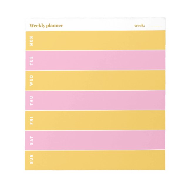 Sunny Yellow and Pink Custom Weekly Planner Notizblock (Vorderseite)
