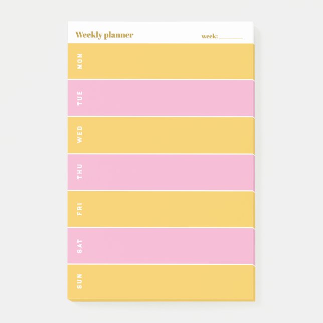 Sunny Yellow and Pink Custom Weekly Planner Post-it Klebezettel (Vorderseite)