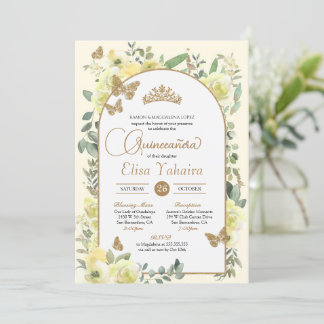 Sunny Yellow Butterfly Wasserfarbe Quinceñera Einladung