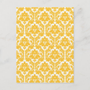 Sunny Yellow Damask Postkarte