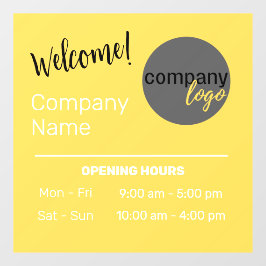 SUNNY YELLOW EYE-CATCHING BUSINESS WELCOME DECAL. FENSTERAUFKLEBER
