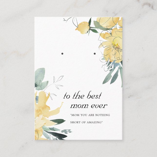 SUNNY YELLOW FLORAL MAMA GIFT EARRING DISPLAY CARD PLATZKARTE (Vorderseite)