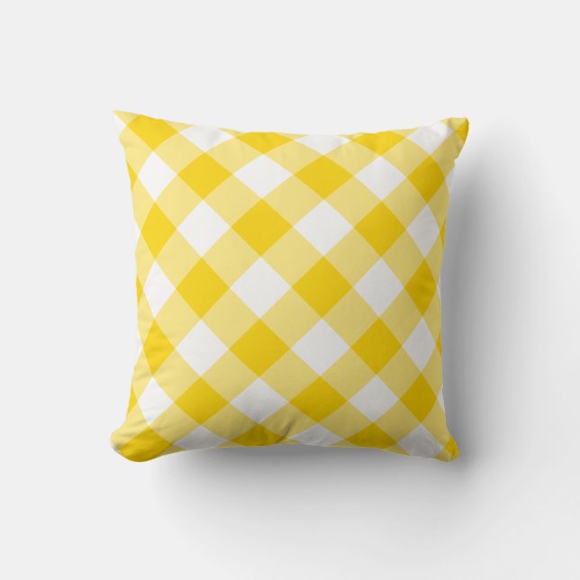 Sunny Yellow Gingham Pattern Kissen (Vorderseite)