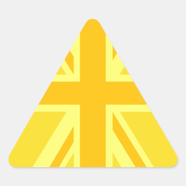 Sunny Yellow Union Jack British Flag Dekoration Dreieckiger Aufkleber (Vorderseite)