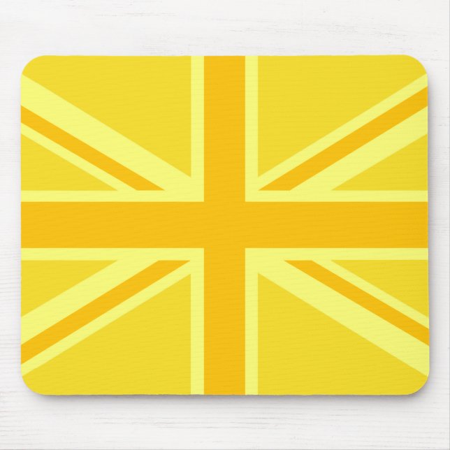 Sunny Yellow Union Jack British Flag Dekoration Mousepad (Vorne)