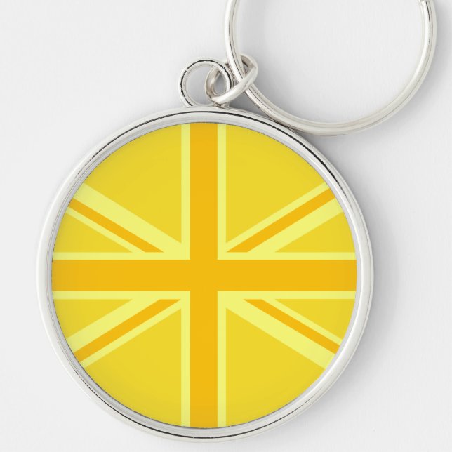 Sunny Yellow Union Jack British Flag Dekoration Schlüsselanhänger (Vorne)