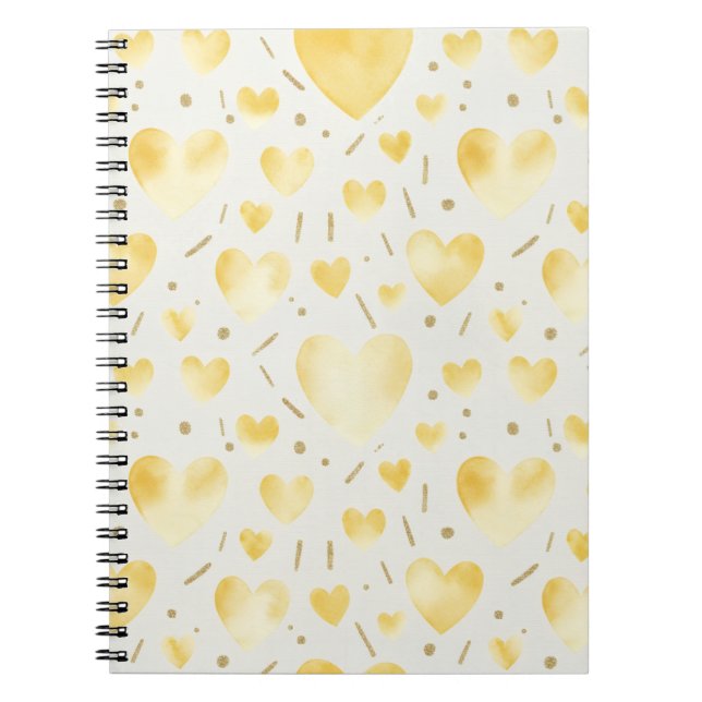 Sunny Yellow Watercolor Hearts Notizblock (Vorderseite)