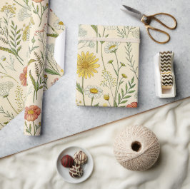 Sunny Yellow Wildflowers and Dainty Meadow Blooms Geschenkpapier