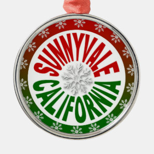 Sunnyvale Kalifornien Rot-grüne Schneeflocke Silbernes Ornament
