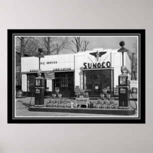 Sunoco Gas Station Black & White Print 13 x 19 Poster