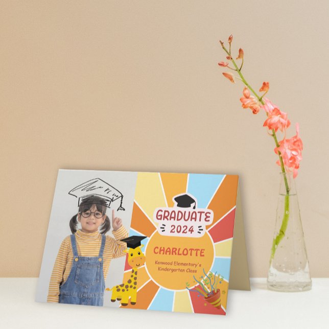 Sunray Kid Faire-part de la photo de l'école mater (Sunray Kid Preschool Photo Graduation Announcement)