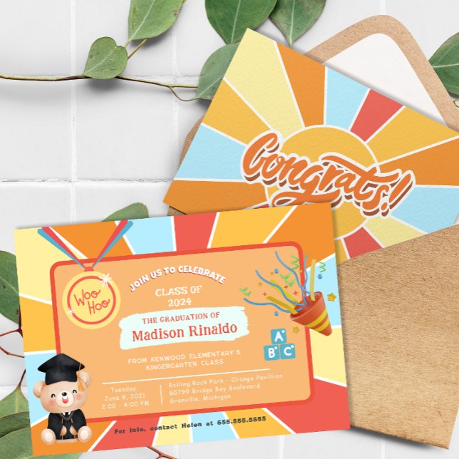 Sunray Kids Elementary Abschluss Celebration Einladung (Sunray Kids Elementary Graduation Celebration Invitation)