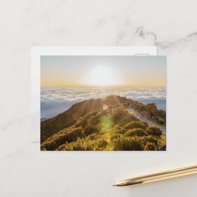 Sunrise Above the Clouds in Madeira, Pico Ruivo Postkarte (Vorderseite/Rückseite Beispiel)