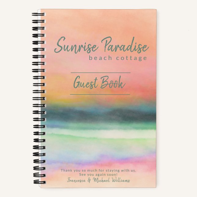Sunrise Art Beach House Ferienwohnung Gästebuch Notizbuch (Vorderseite)