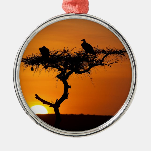 Sunrise at the Masai Mara, Kenia Silbernes Ornament (Vorne)