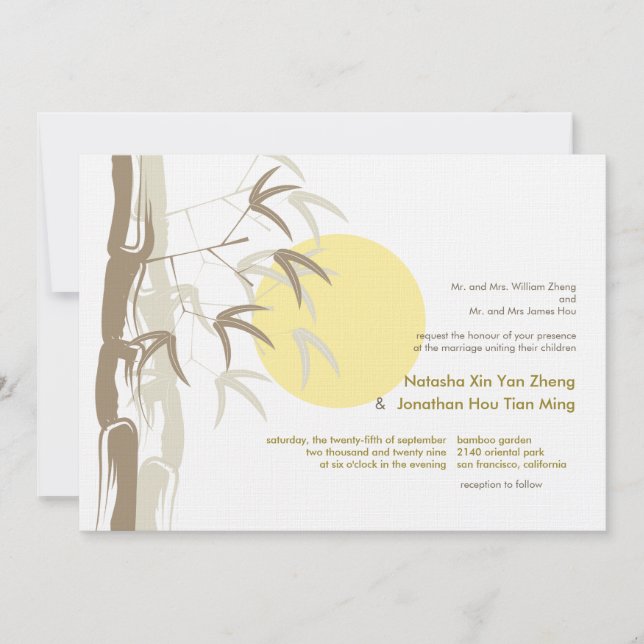 Sunrise Bamboo Zen Tropical Nature Chinesische Hoc Einladung (Vorderseite)