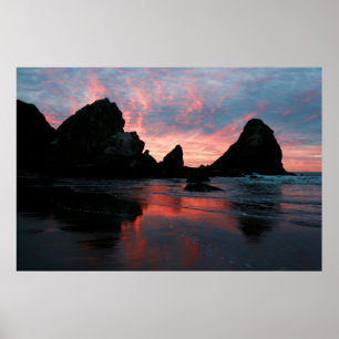 Sunrise Beach Rocks Nature Foto Poster