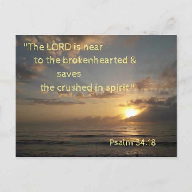 Sunrise Bible Verse Memory Card Psalm 34:18 Postkarte (Vorderseite)