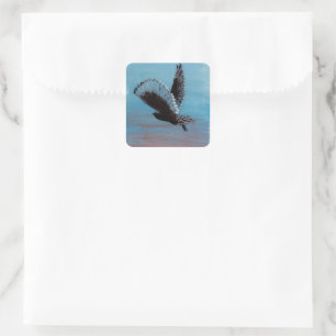 Sunrise Bird Art Tawny Owl Quadratischer Aufkleber