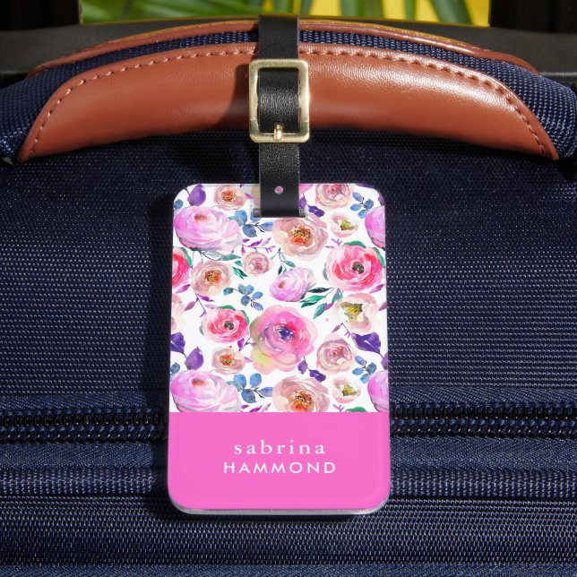 Sunrise Boho Floral Mit Monogramm Gepäckanhänger (Vorderseite Insitu 2)