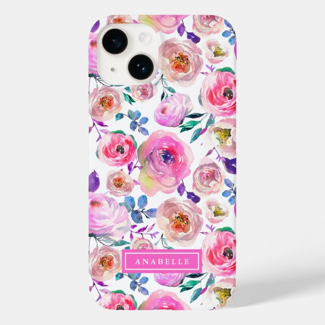 Sunrise Boho Floral Monogramm Case-Mate iPhone 14 Hülle (Rückseite)