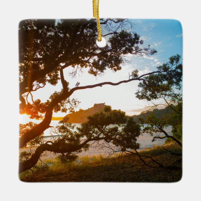 Sunrise Coromandel beach paradise New Zealand Keramikornament (Vorderseite)