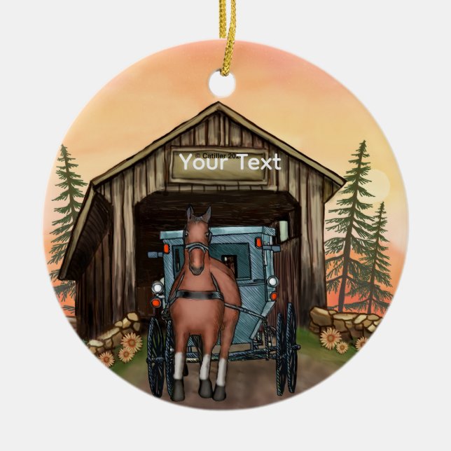 Sunrise Covered Bridge Keramik Ornament (Vorne)