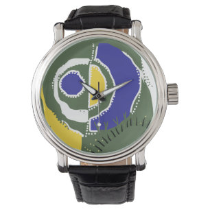 Sunrise Ethnic Circle - Yellow Green White Blue Armbanduhr
