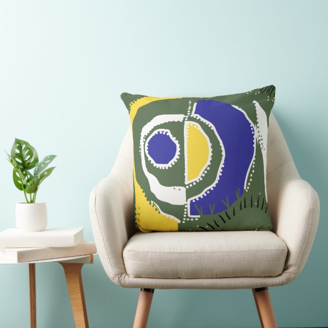 Sunrise Ethnic Circle - Yellow Green White Blue Kissen (Stuhl )