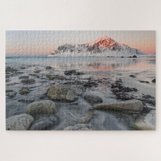 Sunrise Flakstad und Skagsanden Beach (Horizontal)
