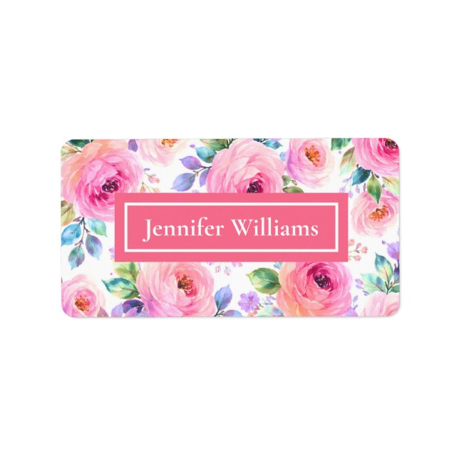 Sunrise Floral Boho Custom Name Design             Adressaufkleber (Vorne)