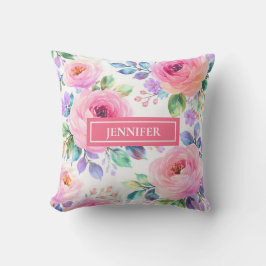 Sunrise Floral Boho Custom Name Design             Kissen