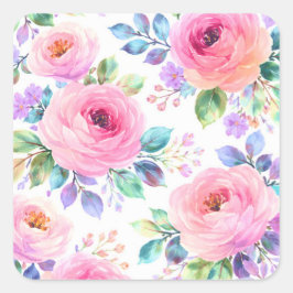 Sunrise Floral Boho Custom Name Design             Quadratischer Aufkleber