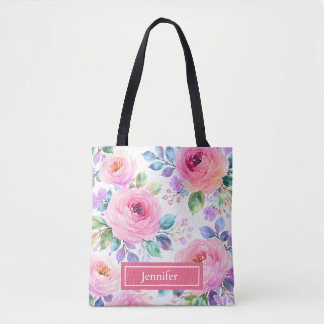Sunrise Floral Boho Custom Name Design             Tasche (Vorderseite)