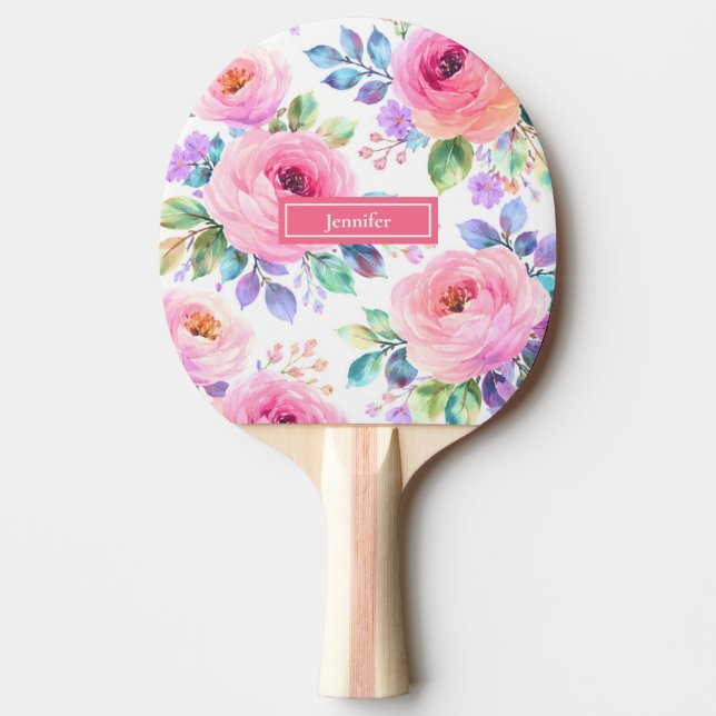 Sunrise Floral Boho Custom Name Design             Tischtennis Schläger (Vorderseite)