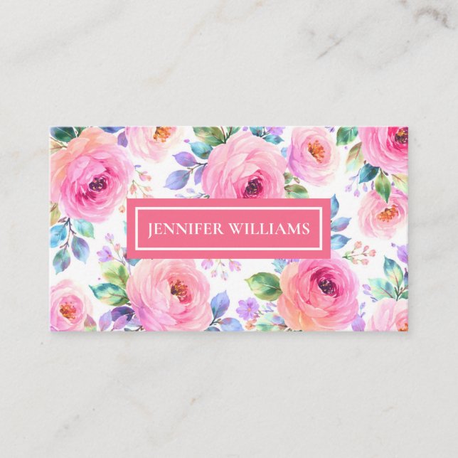 Sunrise Floral Boho Custom Name Design             Visitenkarte (Vorderseite)