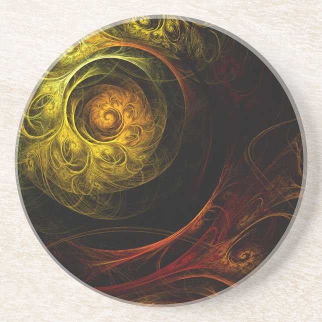 Sunrise Floral Red Abstrakt Art Untersetzer (Vorne)