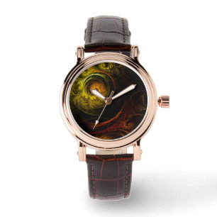 Sunrise Floral Red Abstrakte Kunst Armbanduhr