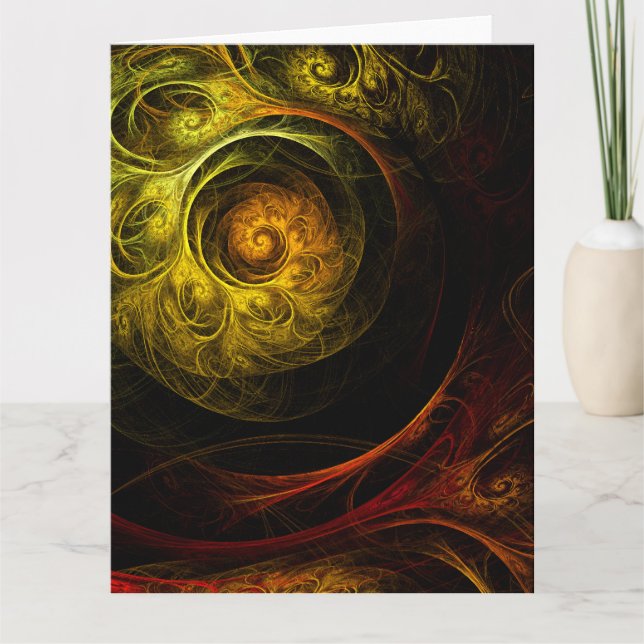 Sunrise Floral Red Abstrakte Kunst Dankeskarte (Vorderseite)
